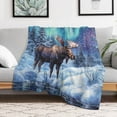 thumbnail image 5 of Alaskan Moose with Aurora Borealis Snow Super Soft Blanket Flannel Throw Blanket Flannel Microfiber Blankets for Couch Bed Sofa Fluffy and Warm 50"x60", 5 of 9
