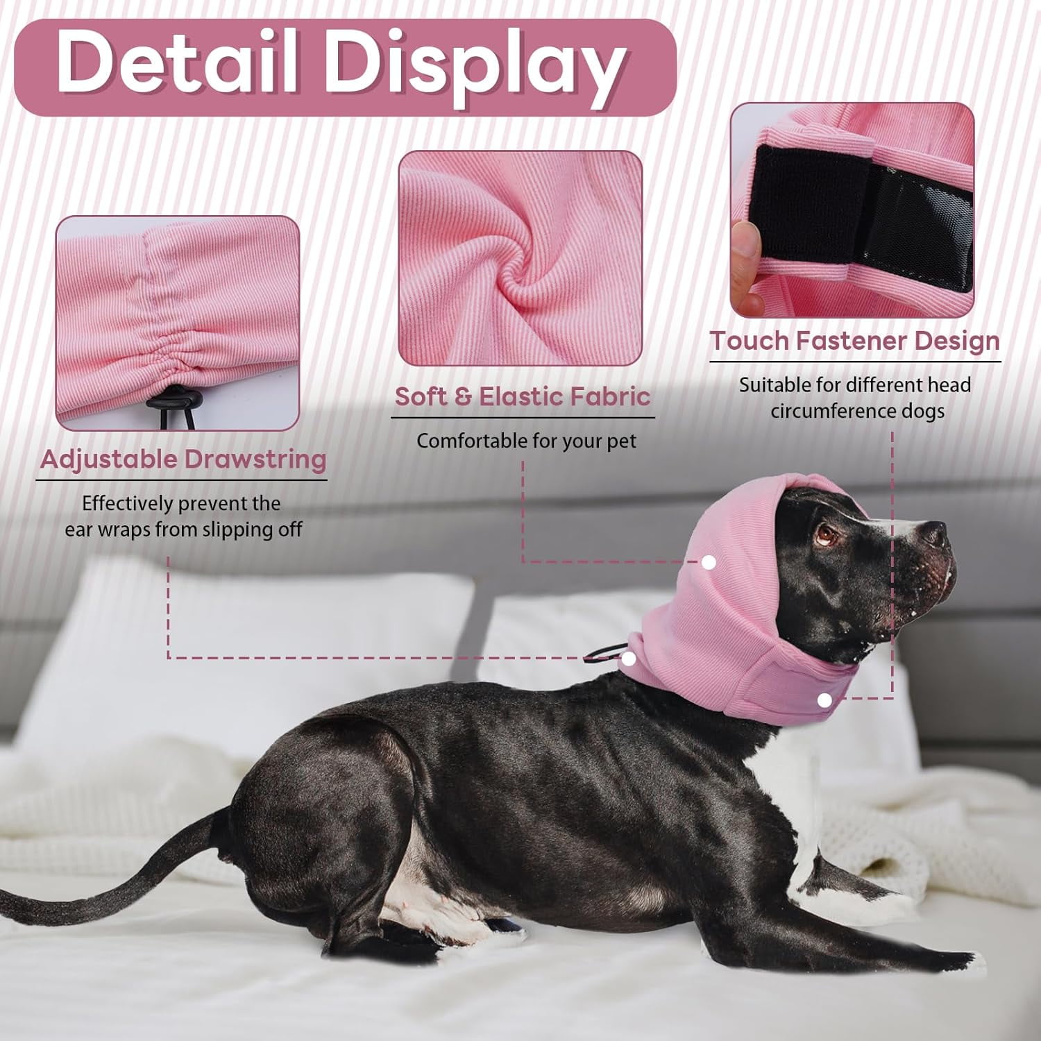 Dog Calming Hoodie No Shake Ear Wraps for Dogs Ear