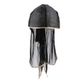 thumbnail image 2 of 2x Bandana Hat Silky Long Tail Headwrap Biker Chemo Cap Negro Dorado 2 piezas, 2 of 8