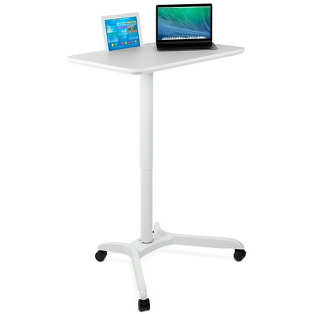Mount-It! Standing Mobile Laptop Cart | Rolling Desk with Height Adjustable | 31.1 x 20.5 Platform