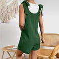 thumbnail image 6 of REORIAFEE Women Summer Overall Shorts Square Collar Sleeveless Playsuit Solid Color Sling Women Overall Jumpsuit Double Pocket Bib Jumpsuit Loose Suspender Jumpsuit Bib Overall Women Work Green L, 6 of 7