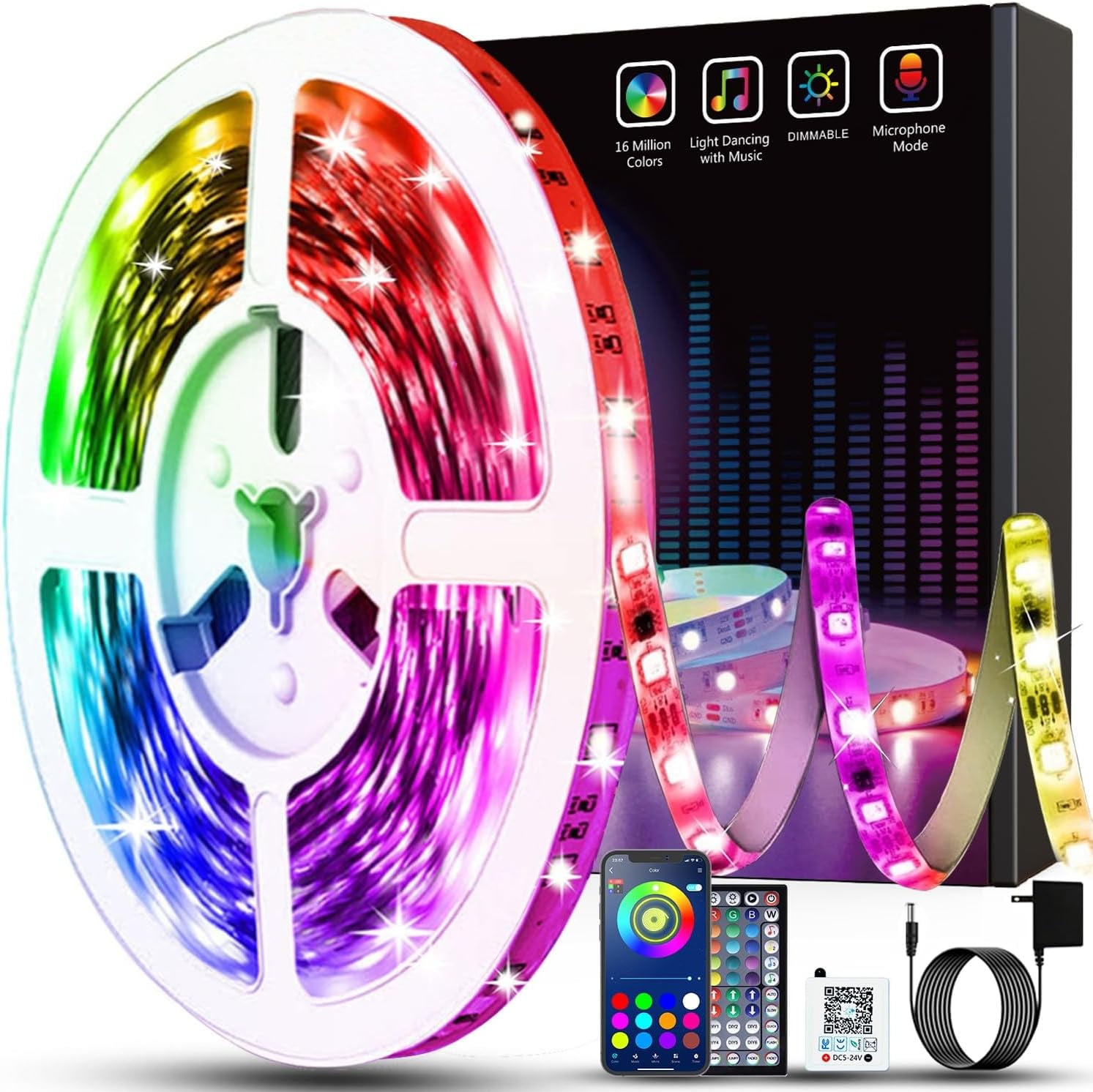 Color-Changing 5M LED Strip Lights | RGB 5050 USB Remote Control For TV, Kitchen, Bedroom & More