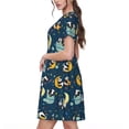 thumbnail image 2 of Easygdp Space Sleeping Panda para Vestido Transpirable de Mujer, Vestido Suelto de Manga Corta con Pliegues y Bolsillos para el Verano, 2 of 6