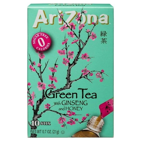 AriZona Green Tea W/Ginseng Iced Tea Stix Sugar-Free, Low Calorie Single Serving Drink Powder Packets, Add Water for a Deliciously Refreshing Iced Tea Beverage, 10 Ct 3 Boxes Packaged by Alpha Sales