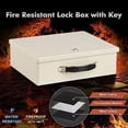 thumbnail image 3 of Fireproof Document Box with Key Lock, Small Safe Box for Valuables, Fire and Water Resistance, Fireproof Lock Box for Passport, Cash, Tablet, Exterior 12.8'' x 8.4'' x 4.5'' Beige, 3 of 6