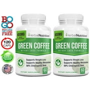 BOGO Sale - Pure Green Coffee Bean Extract - Two 60 Count Bottles, 120 Capsules, 400mg - 1200mg At 50% CGA