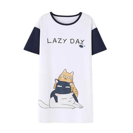 

Hupohoi Big Girls Short Sleeve Nightgown Lovely Cats Lazy Day Printed Sleep Dress PJS Navy 16(US 13-15 Years)