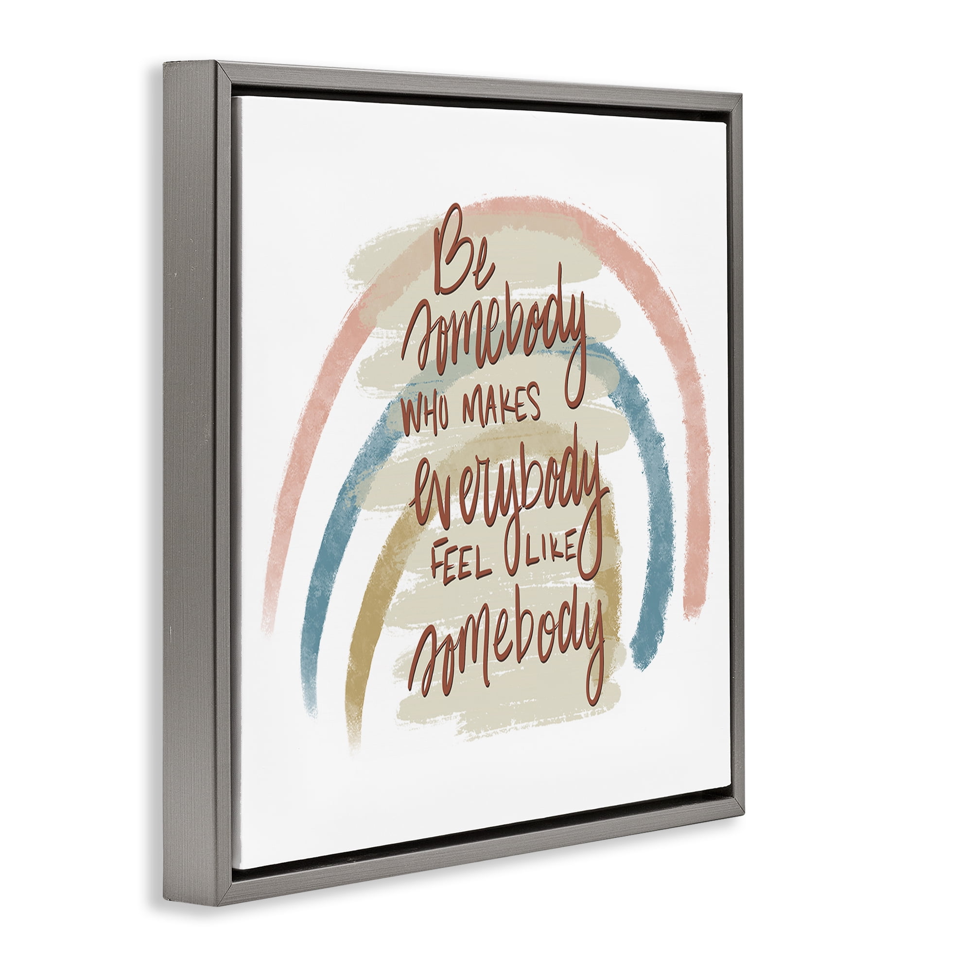 Stupell Industries Inspirational Be Somebody Text & Numbers Painting Gray Floater Framed Canvas Art Print Wall Art, 25 x 25
