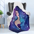 thumbnail image 4 of Celestial Soft Flannel Fleece Throw Blanket, Cancer Zodiac with Long Wavy Galaxy Haired Girl and Constellation, Cozy Plush for Indoor and Outdoor Use, 50" x 70", Violet and Multicolor, by Ambesonne, 4 of 5
