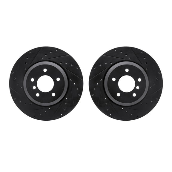 Dynamic Friction Company Rear Brake Rotors-Drilled and Slotted-Black 8002-31097