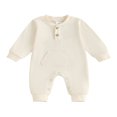 thumbnail image 1 of Baby Boy Romper with Pocket in Solid Color and Long Sleeves, 1 of 9