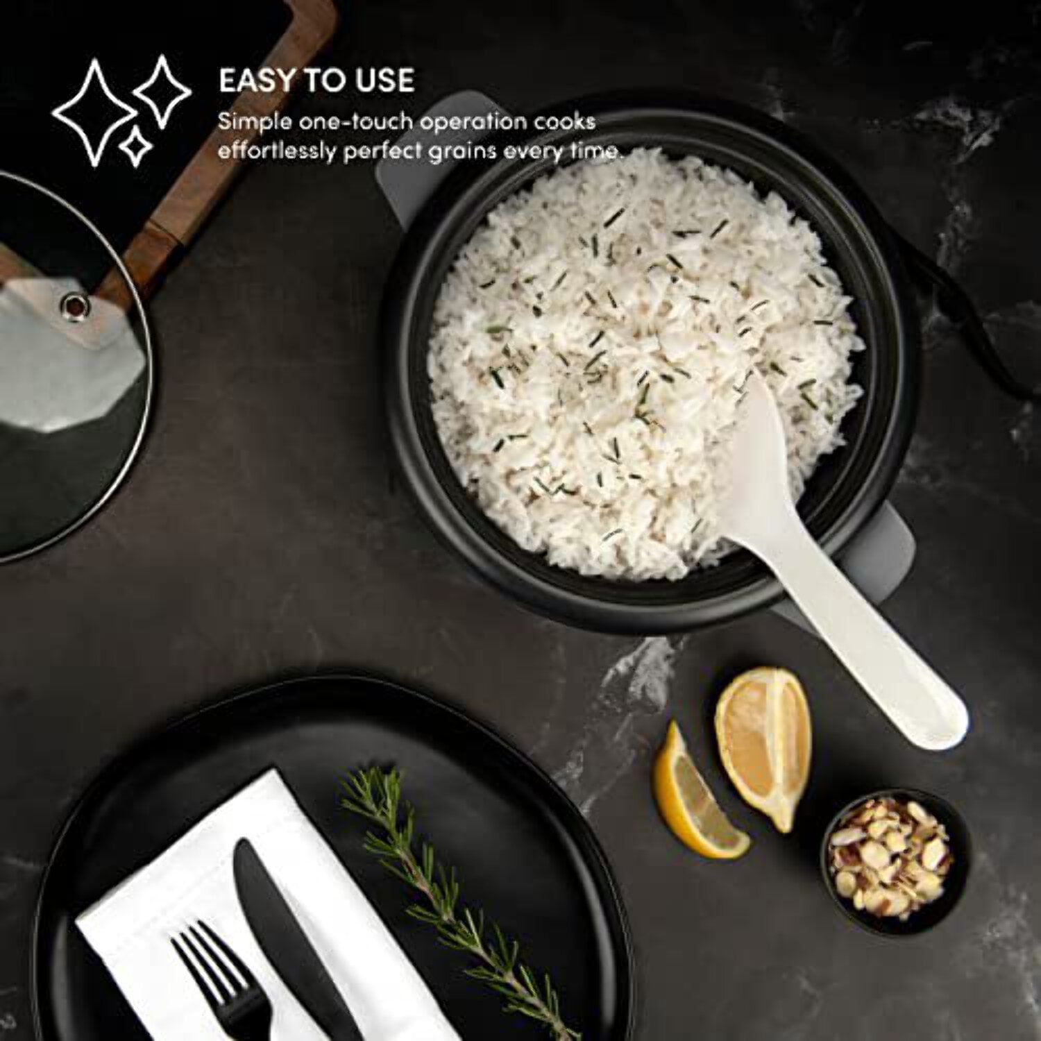 Aroma 3-Cup Electric Rice Cooker, White - Nonstick Interior