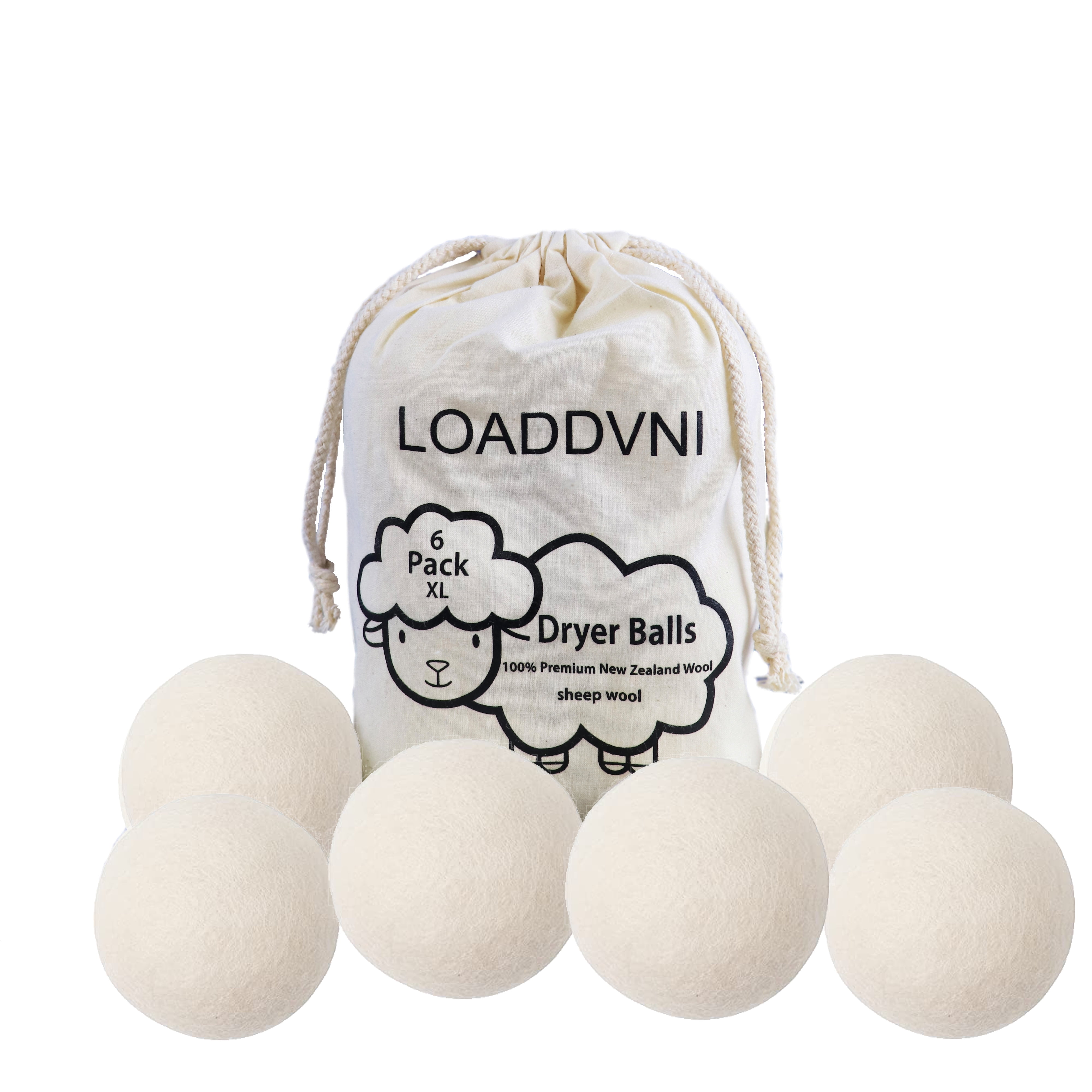 Wool Dryer Balls Organic XL 6 Balls per Pack by Loaddvni,Save Time