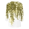 thumbnail image 5 of Womens 3/4 Sleeve Tops Cute Leaf Print Graphic Tees Casual Round Neck Blouses Plus Size Basic Pullover Soft Lightweight Tunic Spring Summer 2026 Army Green L, 5 of 5
