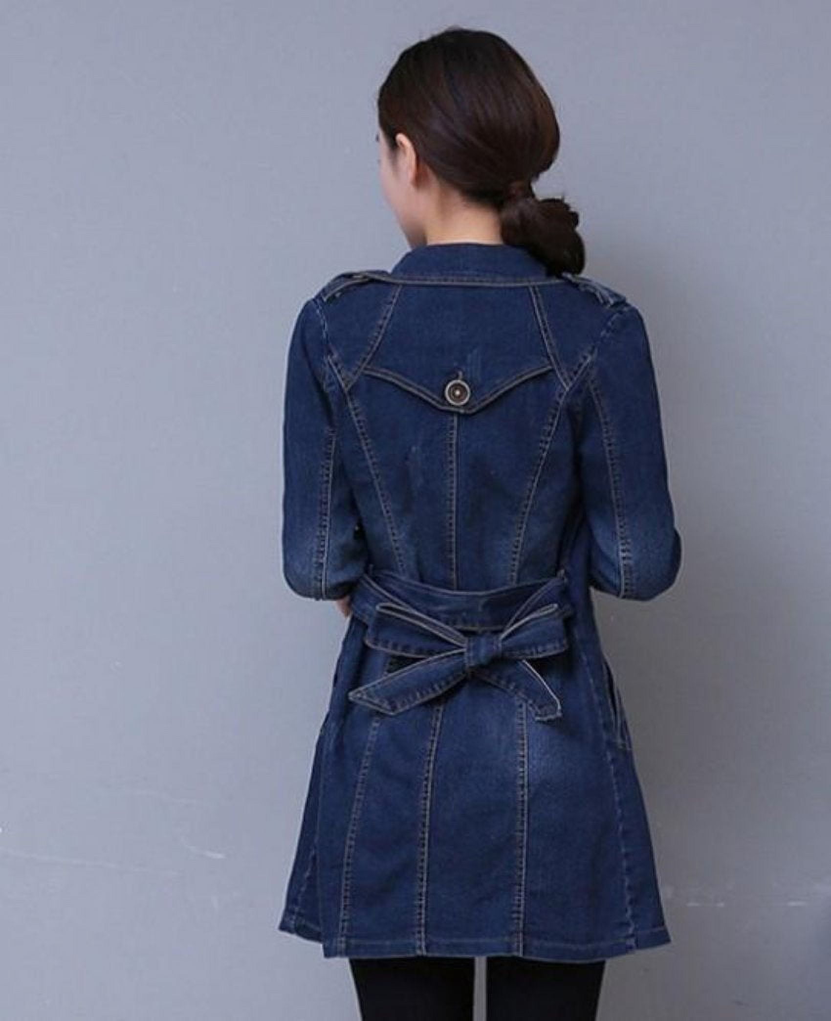 Womens Double Breasted Slim Fit Denim Jacket Walmart