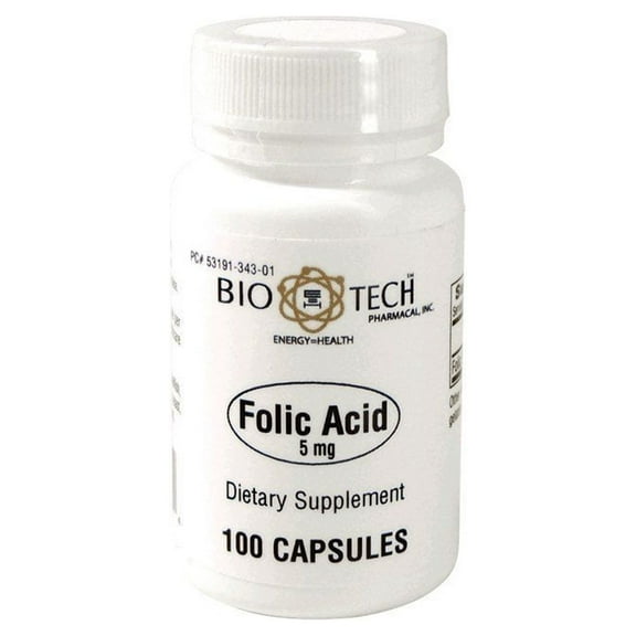 BioTech Pharmacal - Folic Acid, Dietary Supplement 5 mg - 100 ct