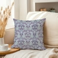thumbnail image 3 of Ethan Taylor Botanical Throw Pillow Soft Cushion Cover 'William Morris Pattern VI Plants Leaves Cottagecore' Classic Pattern Decorative Square Accent Pillow Case, 18x18 Inches, Purple, Blue, 3 of 5