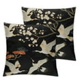 thumbnail image 2 of Acheng Birds Decorative Pillow Covers, Black Asian Oriental Bonsai Tree Cherry Blossom Flower Vintage Cushion Case for Sofa Bedroom Car Cushion Square Set of 2 White, 2 of 6