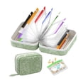 thumbnail image 2 of Travel Pill Organizer with Labeled Pouches and Hard Shell Zipper Case, 14-Pack, Green Leaf Embossed, for Daily and Vitamin Storage, 2 of 6