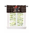 thumbnail image 2 of Abstract Punk Pirate Skull Curtain Valances for Kitchen Windows,Rod Pocket Short Valance Crossbones on Brown Wood Board Small Window Treatment for Living Room Bathroom Bedroom,54"x18"-1 Panel, 2 of 9