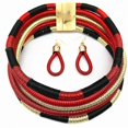 thumbnail image 4 of Necklace Earrings Multi-Layer Woven Jewelry Choker Necklace Bridal Wedding African Beads Jewelry Set, 4 of 5