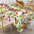 thumbnail image 3 of Christmas Tablecloth Rectangle Green Gnome Flower Fabric Table Cloth Washable Xmas Table Cover for Picnic Dinner Table Home Kitchen Christmas Party Decoration, 60x102 Inch, 3 of 5