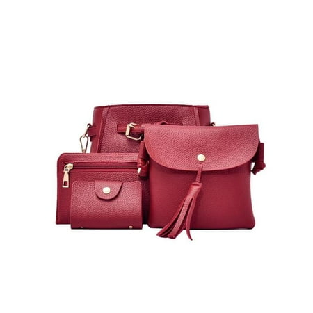 Flap Tote Handbag - 4pcs/Set Women Fashion Purses and Handbags Shoulder Bags Tote Bag Crossbody Messenger Bag