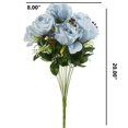 thumbnail image 3 of Enova Home 20" Mixed Artificial Silk Roses Faux Flowers Bush for Home Office Wedding Decoration (Blue), 3 of 3