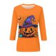 thumbnail image 4 of Camisa para mujer, moda informal, manga raglán, cuello redondo, manga 3/4, suelta, camiseta estampada de Halloween, top para mujer, 4 of 7