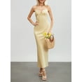 thumbnail image 2 of KelaJuan Women Slip Dress, Sleeveless Frills Solid Slit Dress Summer Long Cocktail Dress for Party, 2 of 6