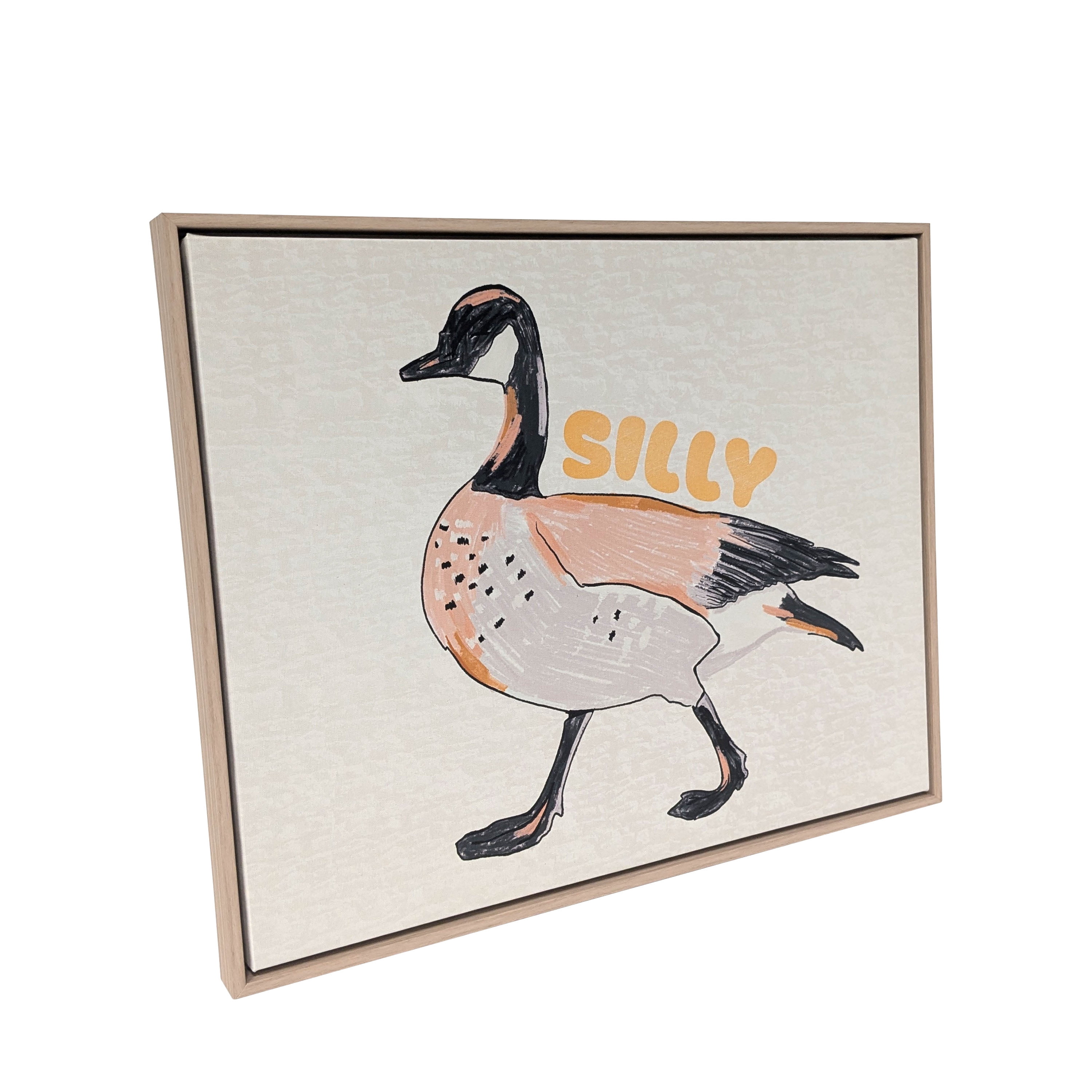 House of Happy 16x20 "Silly Goose" Kids Printed Wall Art on Canvas, Natural
