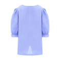 thumbnail image 6 of XXWXYD Girls Lace Trim Blouse, Elegant Puff Sleeve Hollow Out Shirt, Summer Casual V Neck Loose Fit Trendy Tops, 6 of 9