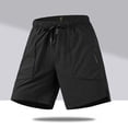 thumbnail image 2 of Besolor Mens Shorts Summer Travel Casual Loose Quick Dry Workout Running Drawstring Elastic Waist Wide Leg Shorts with Zipper Pockets(XX-Large,Black), 2 of 5