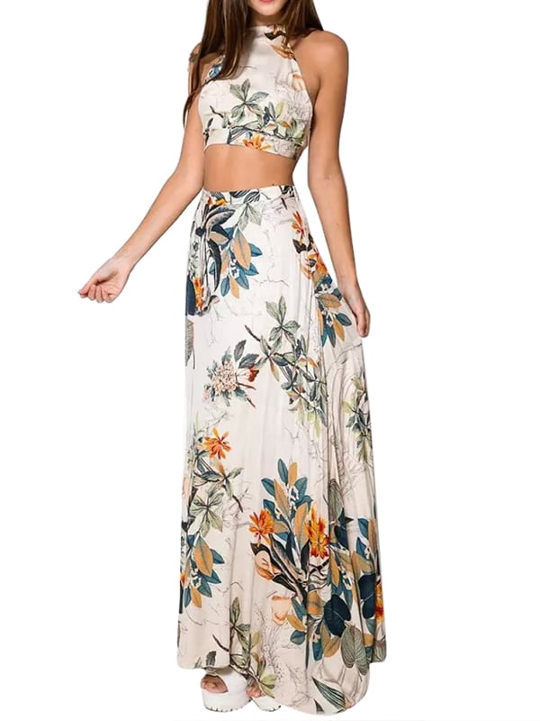 crop top and maxi skirt two piece