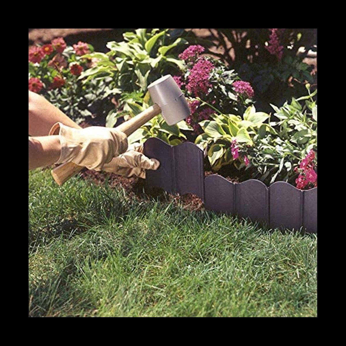 Garden Lawn Edging - 60 Pack Landscape Border Flexible Edging Plastic Fence DIY Decorative