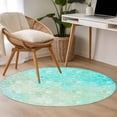 thumbnail image 5 of Aqua Green Large Area Rugs for Bedroom Living Room, Soft Non Slip Carpet Bedside Rug, Watercolor Colorful Ombre Abstract Floral Art Round Floor Cover Kitchen Accent Rug 3' for Dining Room/Office, 5 of 9
