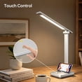 thumbnail image 5 of LED Desk Lamp Touch Control Metal Desk Light 3 Color Modes 5 Brightness Levels Dimmable Home Office Desktop Lamp for Reading, Studying, Nail, College Dorm, Silver, 5 of 8