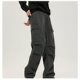 thumbnail image 2 of WREESH Men's Cargo Pants Wide Leg Sweatpants Outdoor Pants Straight-Leg Paratrooper Pants Casual Sports Pants Flat-Cut Pants Gray, 2 of 5