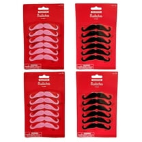 Valentine's Day 3.5 Inch Self Adhesive Handlebar Mustache Pink Black 24 Pack Assortment Synthetic Felt