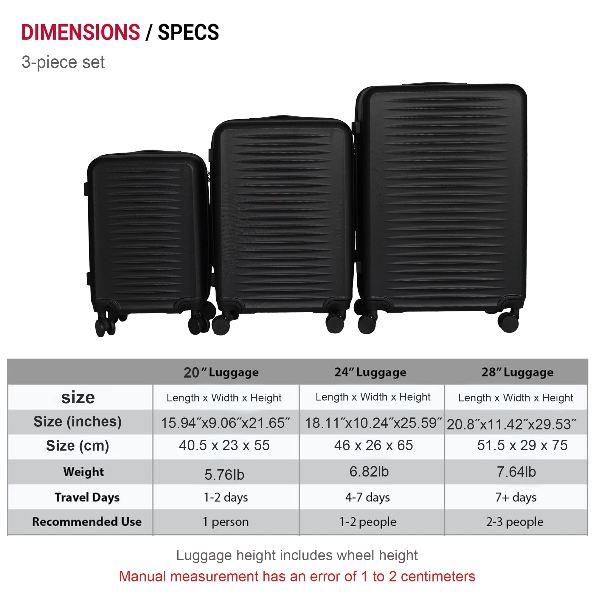 Black Suitcase Hard Case Luggage