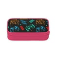 thumbnail image 2 of TEQUAN Large Capacity Pencil Case, Watercolor Game Zone Pattern Pencil Pouch 2 Compartments Pencil Bag (Pink), 2 of 7
