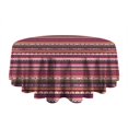 thumbnail image 5 of Boho Red Colorful Striped Ethnic Pattern Round Tablecloth 60"x60",Wrinkle Wipeable Table Cloth for Kitchen Dining Room Picnic Patio Party, 5 of 6
