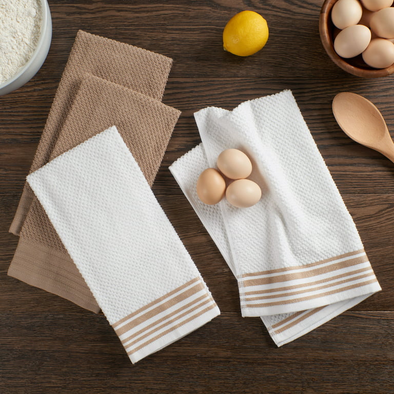 Mainstays 4-Pack 16”x26” Woven Kitchen Towel Set, Brownstone 