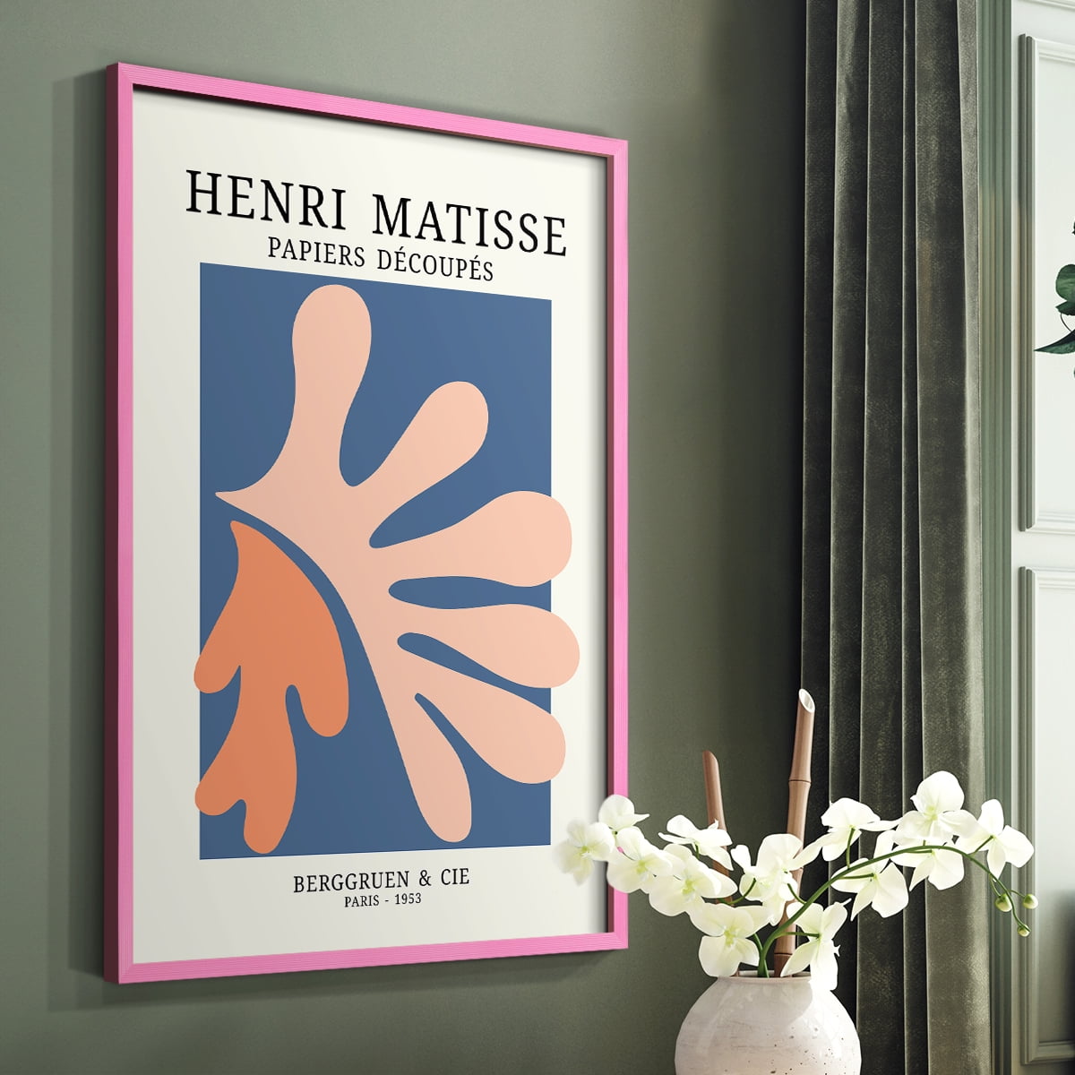 Matisse CDVII in Pink Solid Wood Framed Print No Nail Hanging