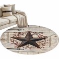 thumbnail image 2 of Texas Star Vintage Round Area Rug 4ft, Brown Retro Berry Wooden Washable Non-Slip Circle Rugs for Bedroom Living Room Kitchen, Soft Non Shedding Circle Carpet for Dining Room Dorm, 2 of 9