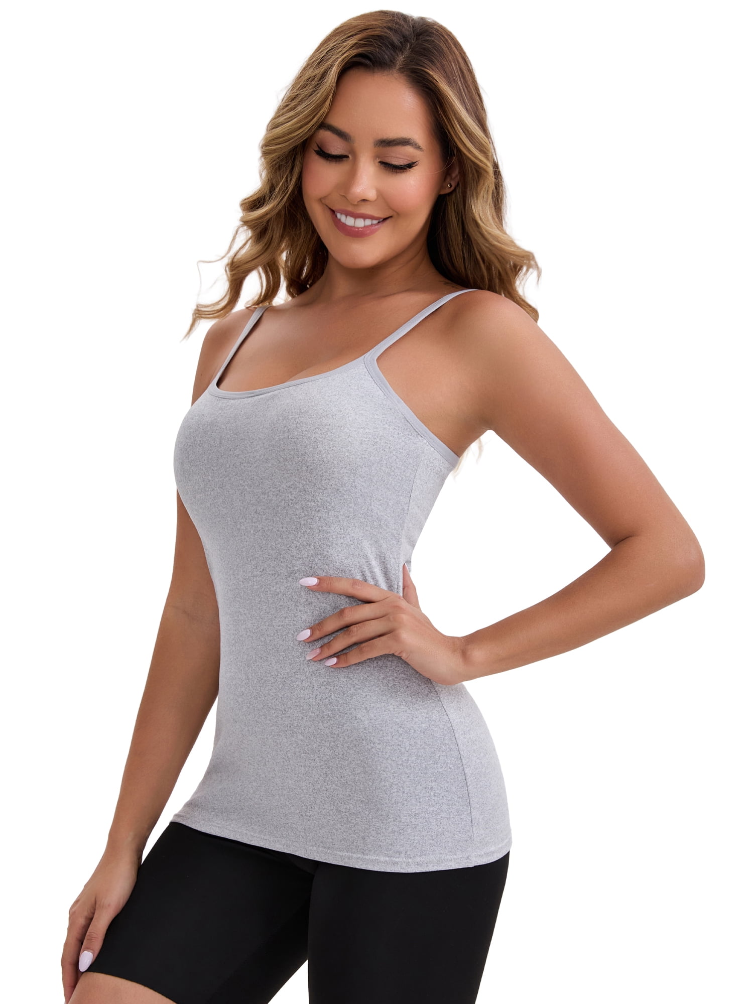DARING DIVA Women's Modal U Back Cami Tank Top 3-Pack L Gray, Black