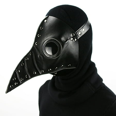 Halloween Party Mask Plague Doctor Cosplay Steampunk PU Leather Mask Black