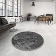 thumbnail image 4 of Ahgly Company Machine Washable Indoor Round Transitional Dark Gray Black Area Rugs, 6' Round, 4 of 7