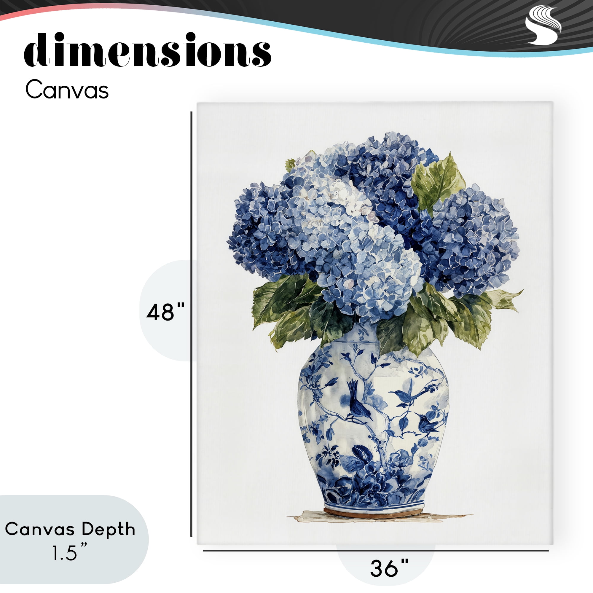 Stupell Industries Blue Hydrangeas in Porcelain Canvas Wall Art, design by Imagine It Images