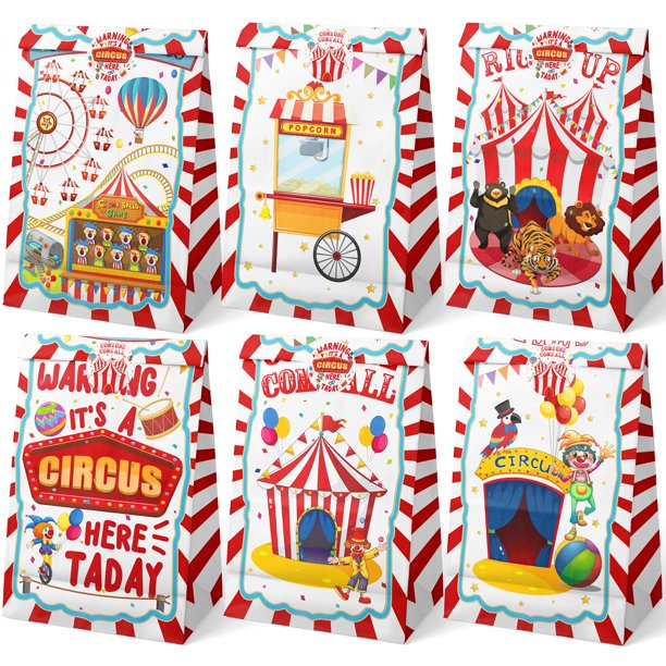 Bolsas para regalos de fiesta con diseño de circo de HapibiDesign, 24 unidades
